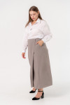 Юбка на запах макси из костюмной ткани светло-серая