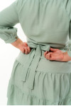 Платье из льна на запах оливковое