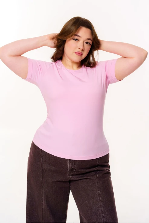 Футболка базова зі стрейч-куліру рожева