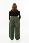 Джинси Baggy з вивареним ефектом темна олива
