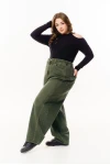 Джинси Baggy з вивареним ефектом темна олива