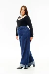 Джинси палаццо з паском та підворотами сині