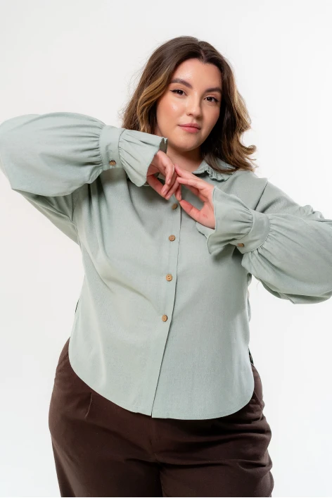 Сорочка бохо лляна м'ятна